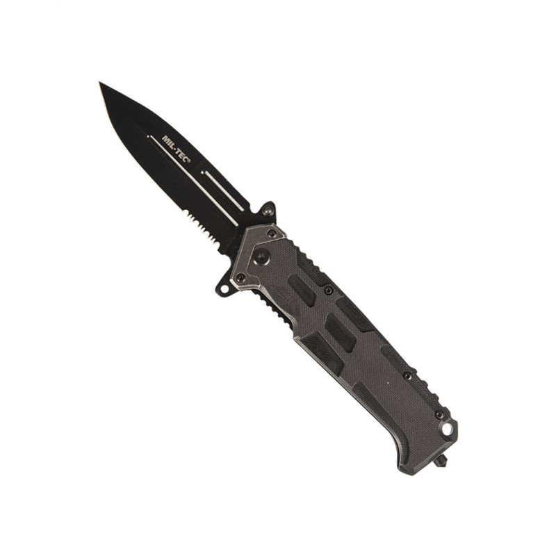 Mil-Tec Assault Foldekniv Sort | Taktisk Lommekniv med Tanto-blad