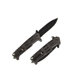Mil-Tec Assault Foldekniv Sort | Taktisk Lommekniv med Tanto-blad