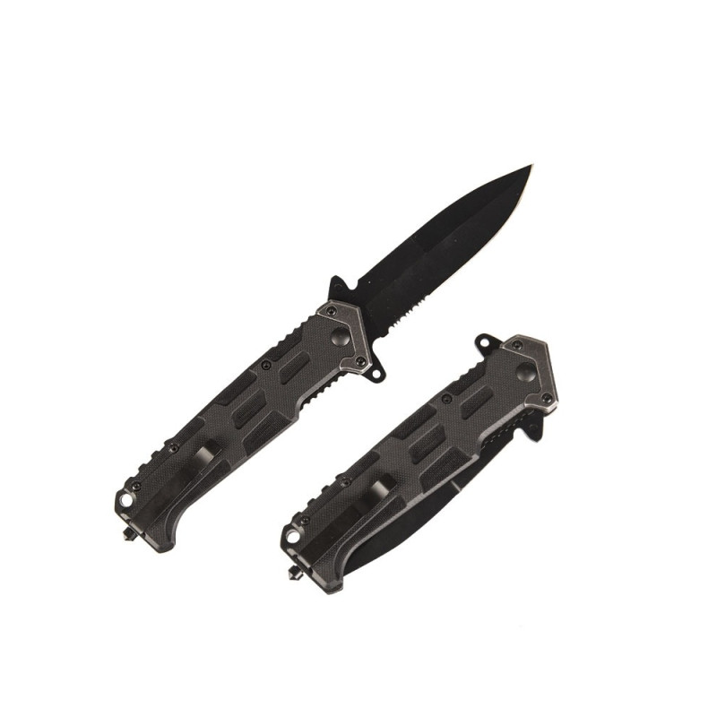 Mil-Tec Assault Foldekniv Sort | Taktisk Lommekniv med Tanto-blad