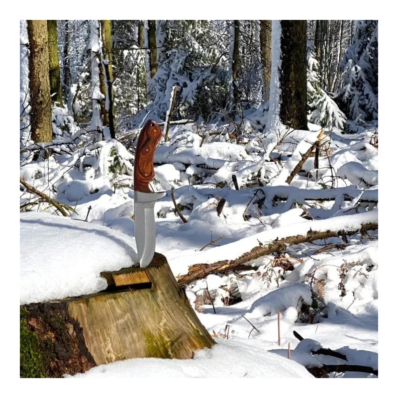 Mil-Tec Hunting Knife med Træhåndtag | Fastbladet Outdoor & Jagtkniv