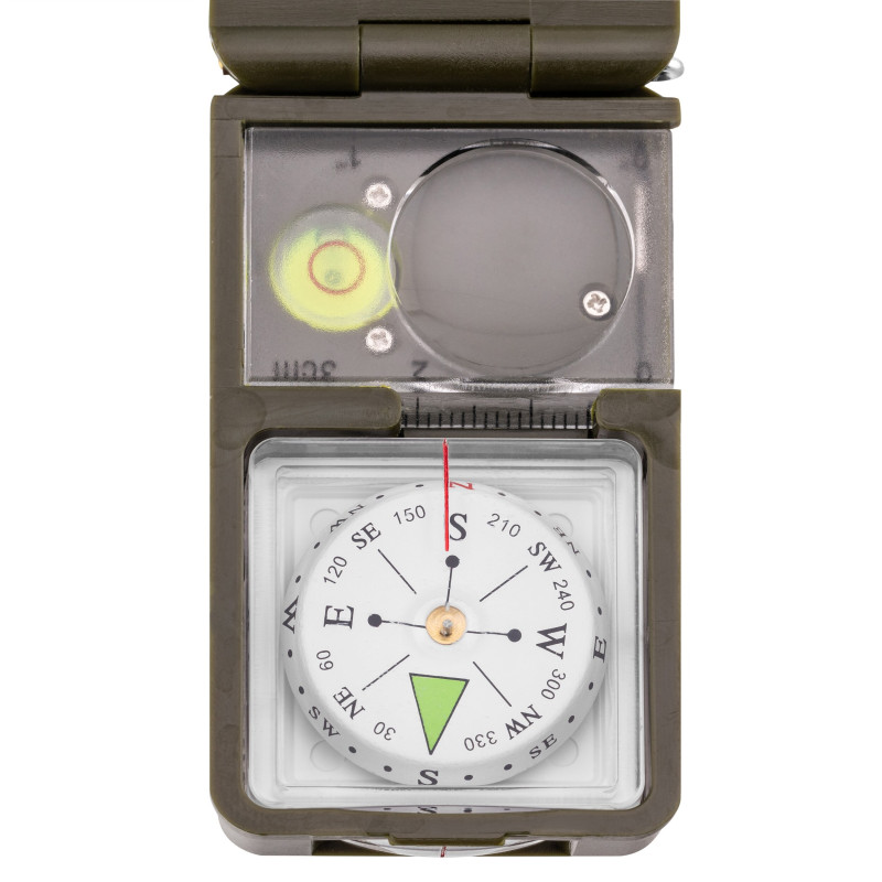 Mil-Tec Multifunktions Kompas Olive | 10-i-1 Survival Kompas med LED & Ildstål