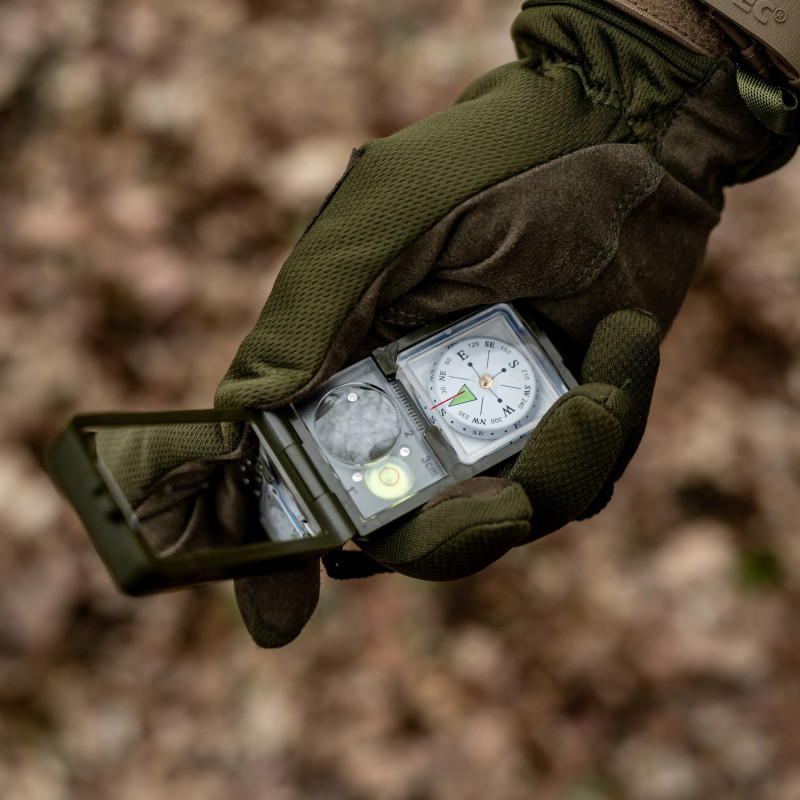 Mil-Tec Multifunktions Kompas Olive | 10-i-1 Survival Kompas med LED & Ildstål