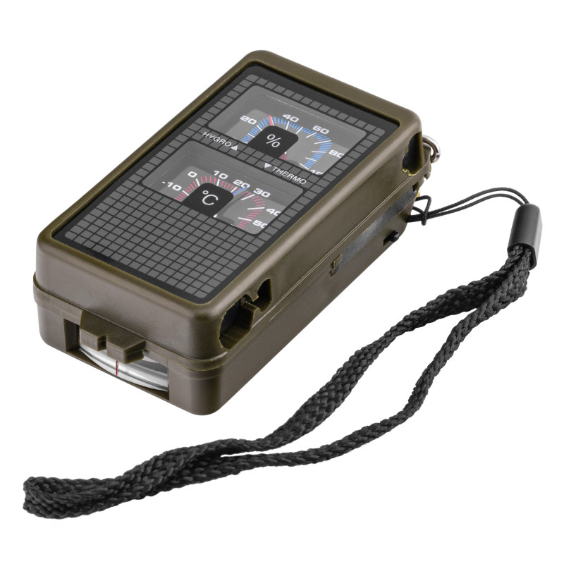 Mil-Tec Multifunktions Kompas Olive | 10-i-1 Survival Kompas med LED & Ildstål