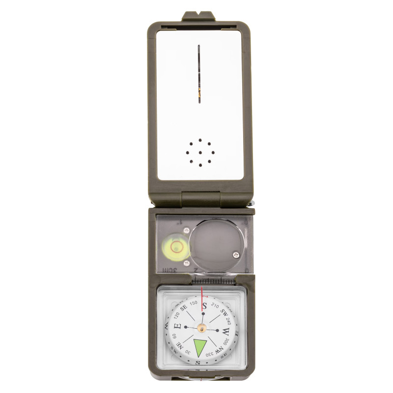 Mil-Tec Multifunktions Kompas Olive | 10-i-1 Survival Kompas med LED & Ildstål