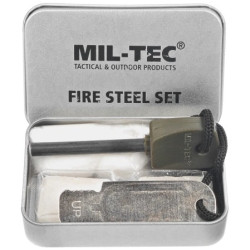 Mil-Tec Tændstål i Metalæske | Komplet Survival Ildstål Kit til Outdoor