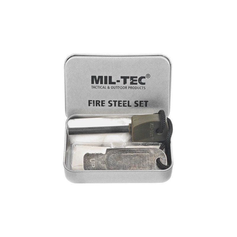 Mil-Tec Tændstål i Metalæske | Komplet Survival Ildstål Kit til Outdoor