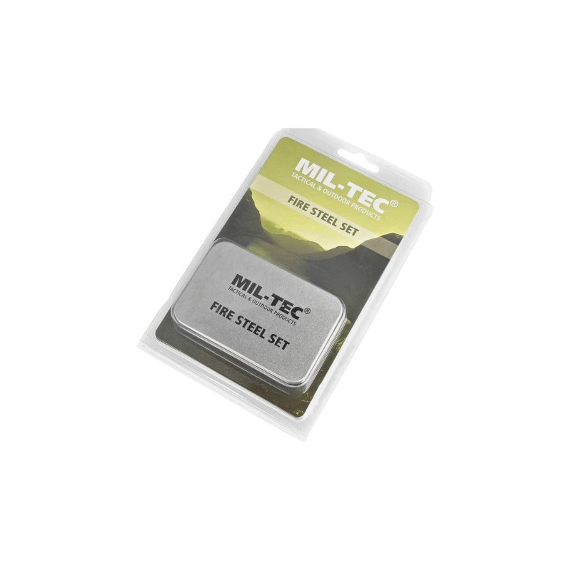 Mil-Tec Tændstål i Metalæske | Komplet Survival Ildstål Kit til Outdoor