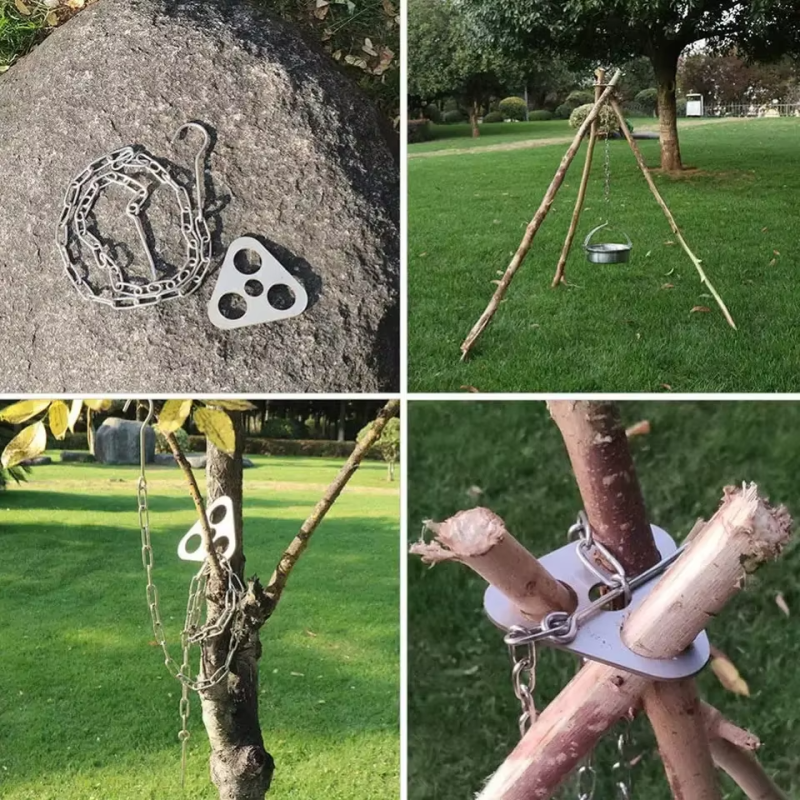 Bålstativ til Gryder & Kedel | Letvægts Camping Tripod i Rustfrit Stål