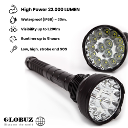 Lommelygte | LightHunter 22000 LUMEN| Dykkerlygte